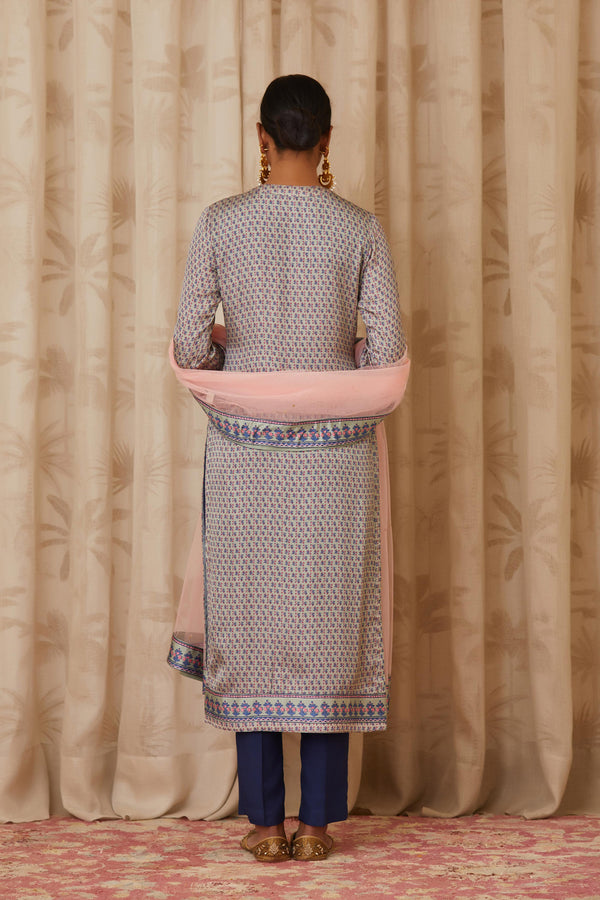 Blue Grey Kurta Set.