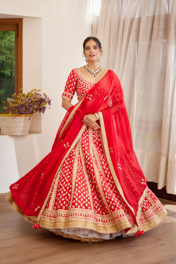 Red Maroon Lehenga Set.