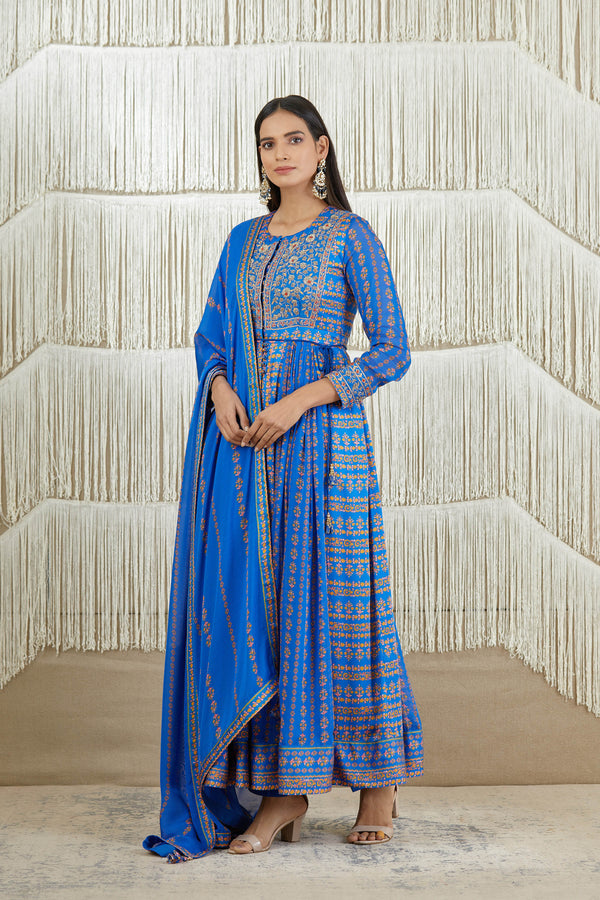 Royal Blue Anarkali set