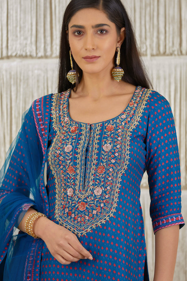 Teal Blue Sharara set