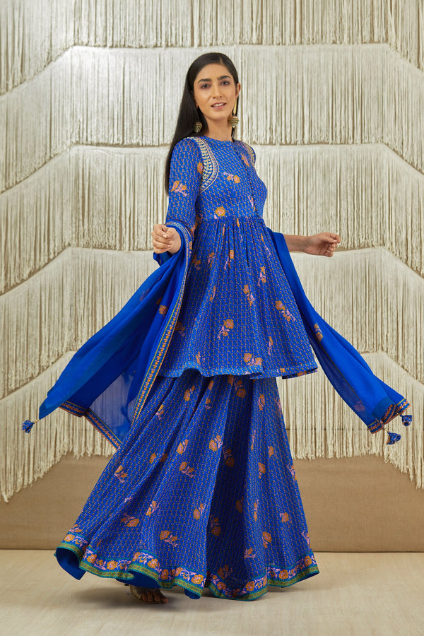 Royal Blue Sharara set.