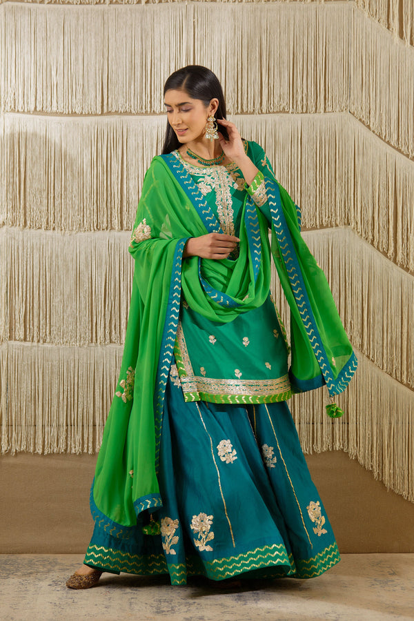 Teal Green Sharara set.