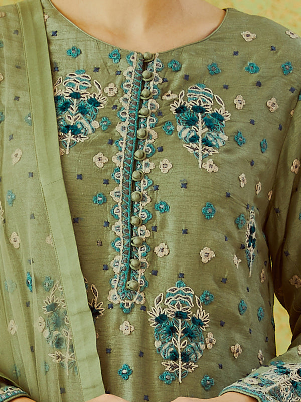 Neutral Green Kurta Set.