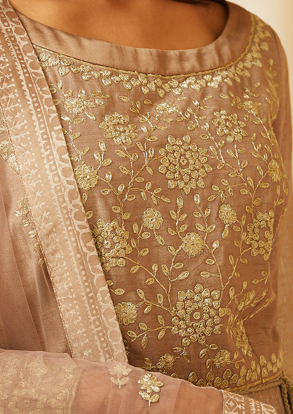 Natural Beige Anarkali Set