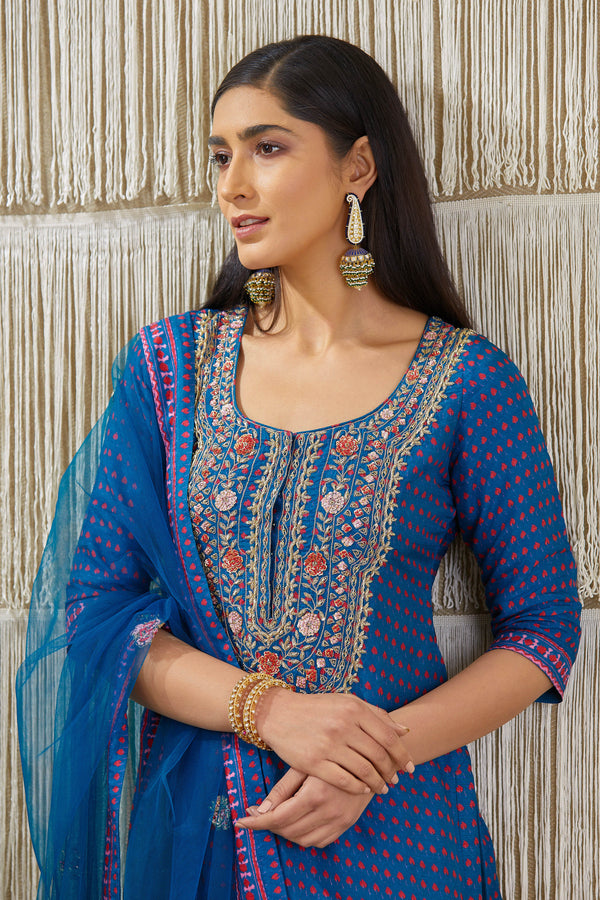 Teal Blue Sharara set