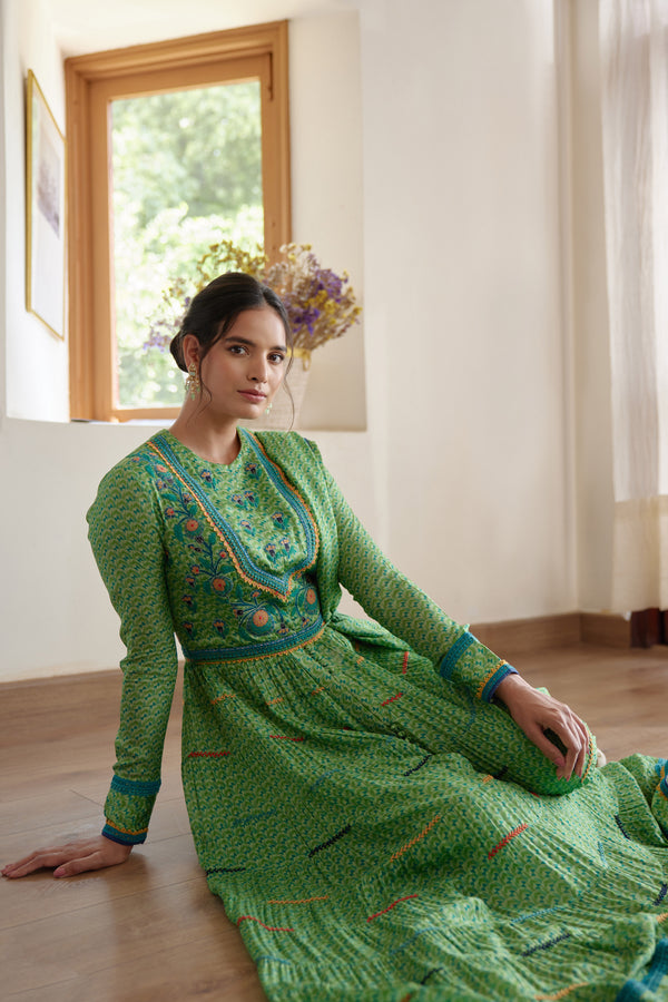 Green Anarkali Set.