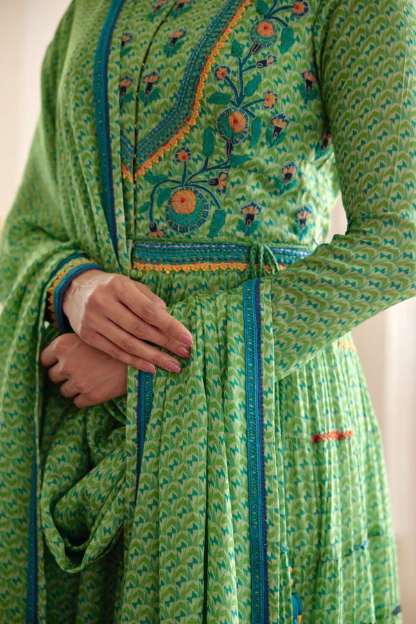 Green Anarkali Set.