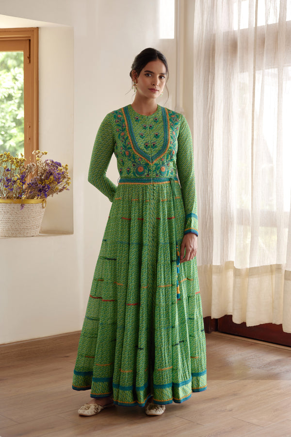 Green Anarkali Set.