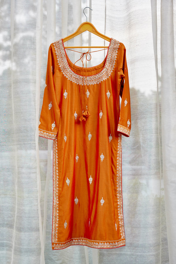 Rust Orange Kurta Set.