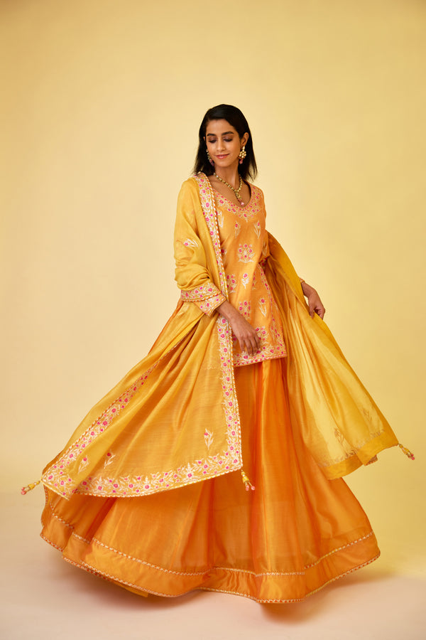 Saffron Orange Skirt Set.