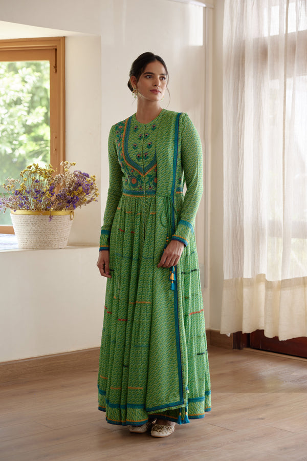 Green Anarkali Set.