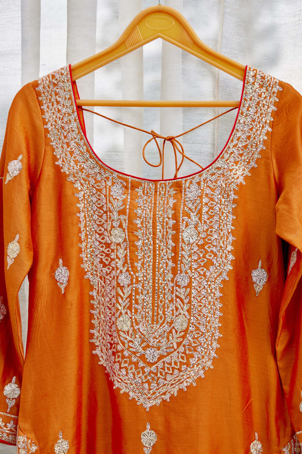 Rust Orange Kurta Set.