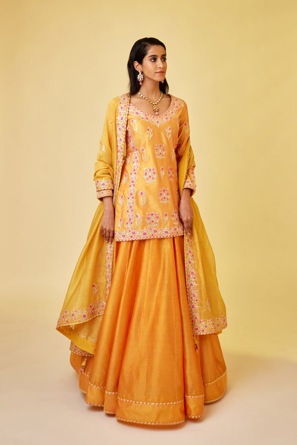 Saffron Orange Skirt Set.