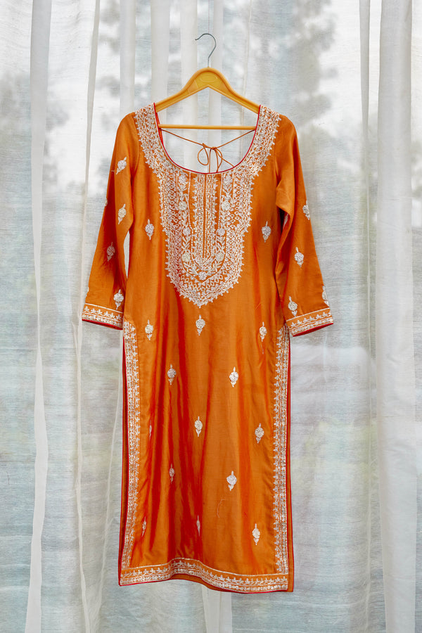 Rust Orange Kurta Set.