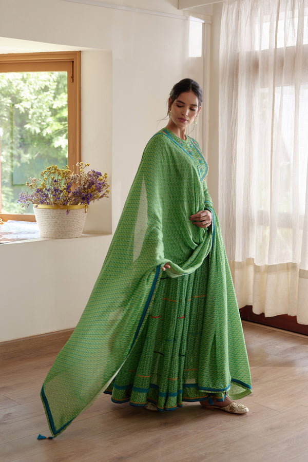 Green Anarkali Set.