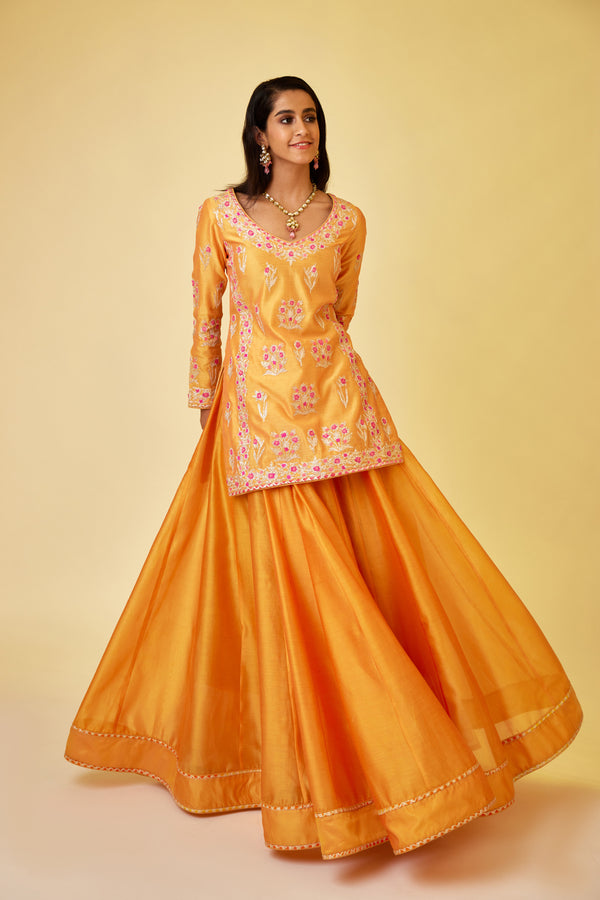 Saffron Orange Skirt Set.