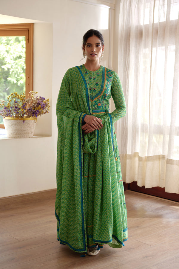 Green Anarkali Set.