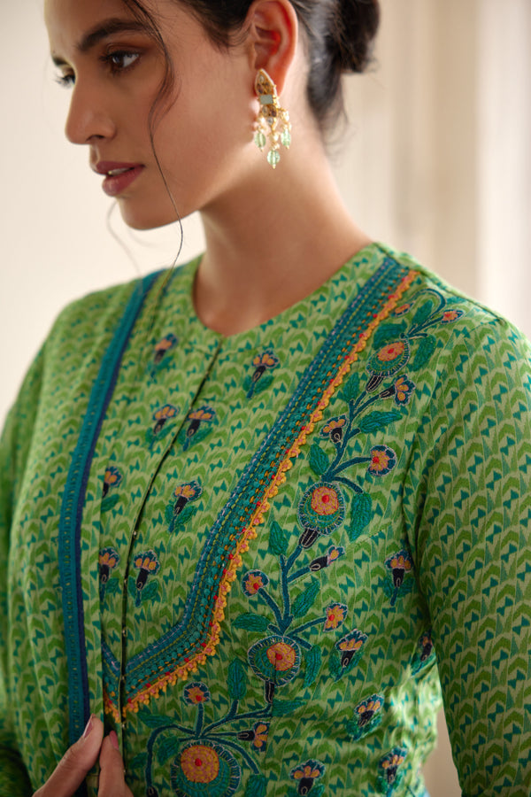 Green Anarkali Set.