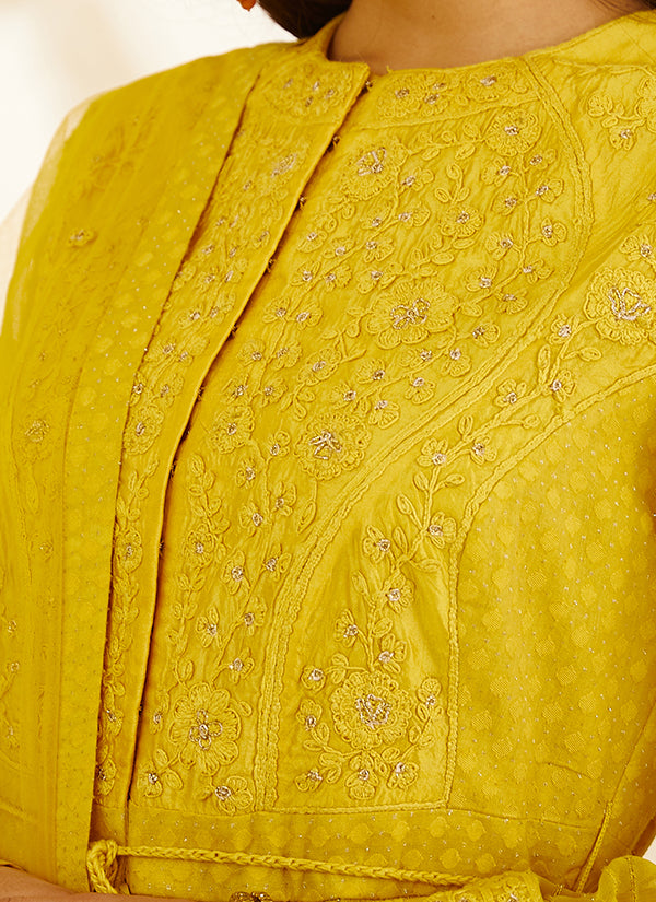 Mustard Yellow Anarkali Set.