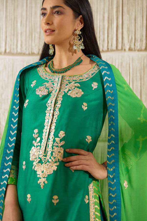 Teal Green Sharara set.