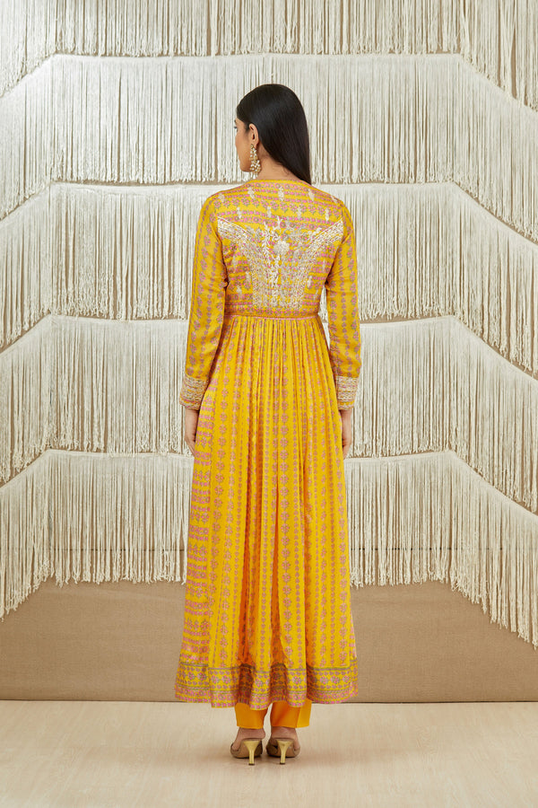 Mustard Yellow Anarkali set.