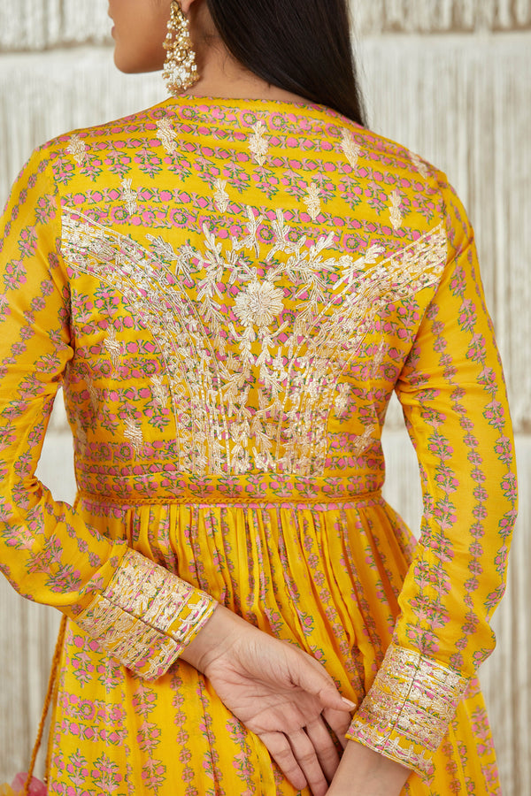 Mustard Yellow Anarkali set.