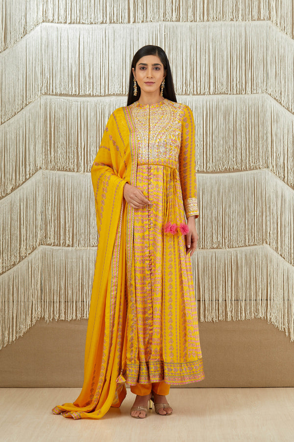 Mustard Yellow Anarkali set.