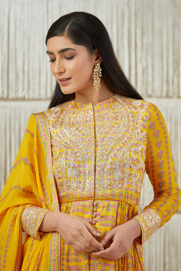 Mustard Yellow Anarkali set.