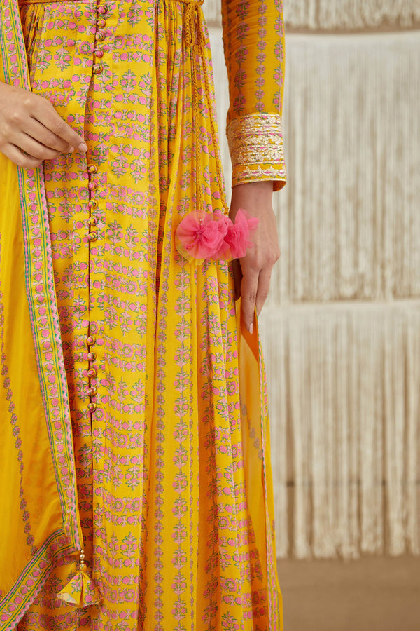 Mustard Yellow Anarkali set.