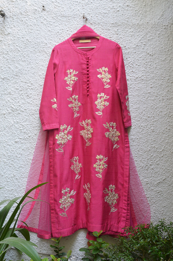 Dark Coral Kurta Set.