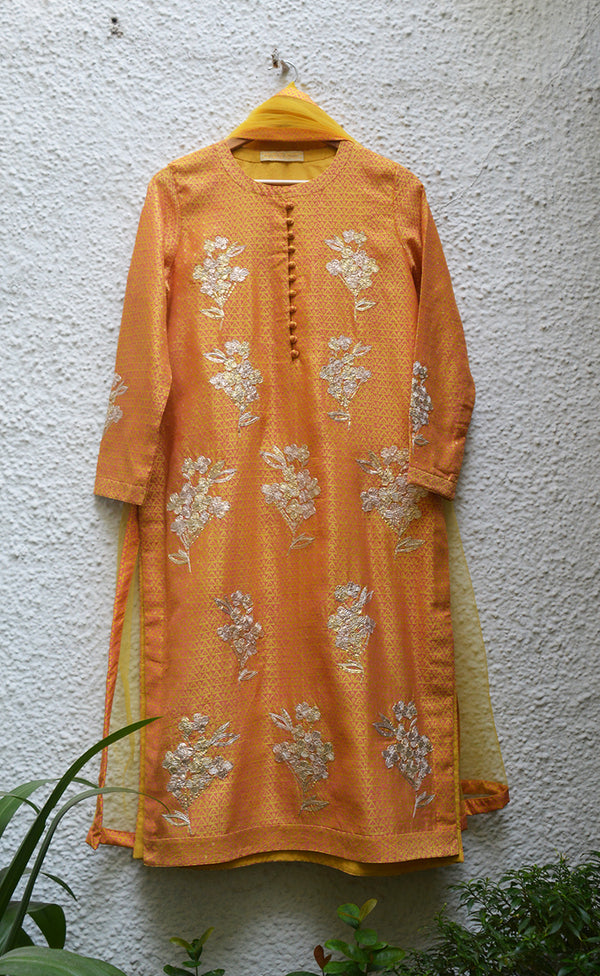 Mustard Pink Kurta Set.