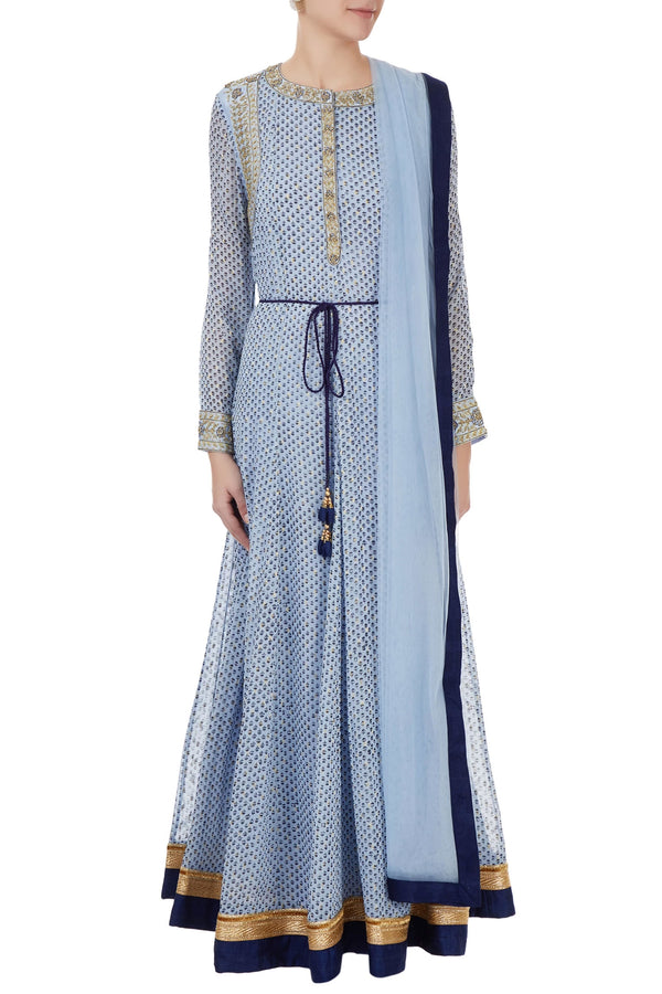 Blue anarkali set