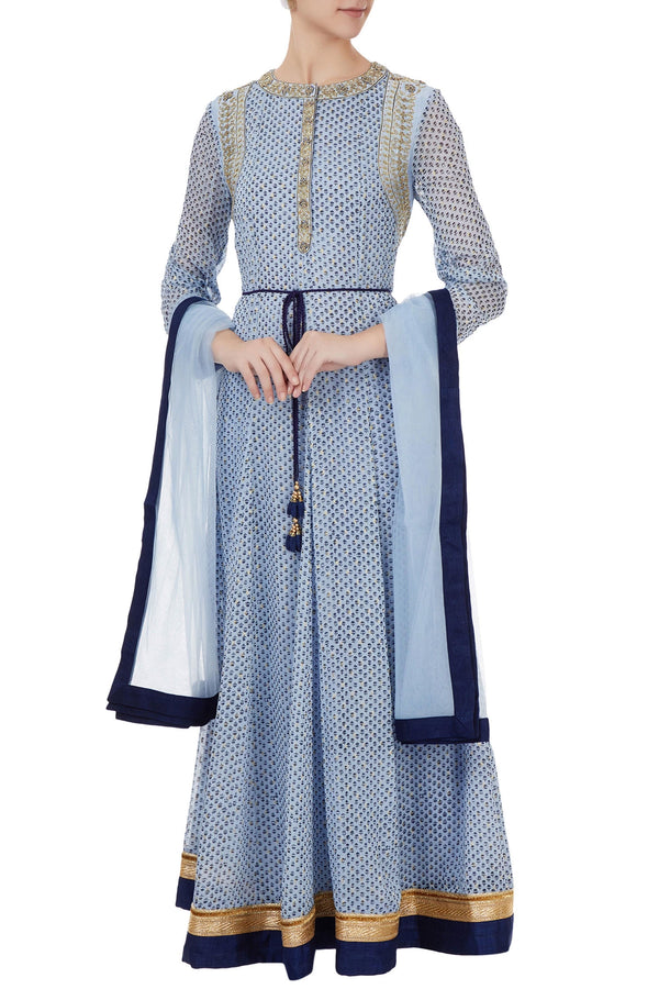 Blue anarkali set