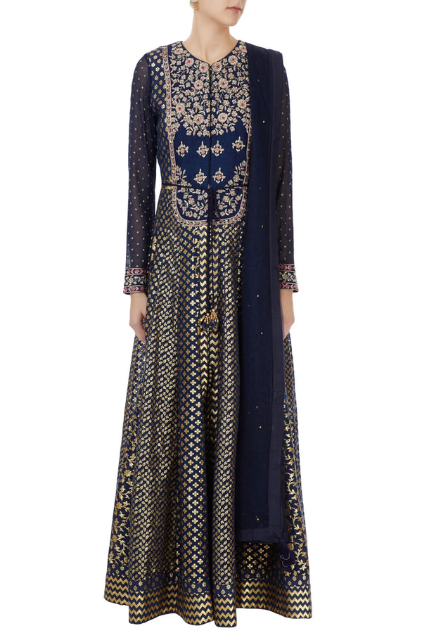 Navy Blue Anarkali Set