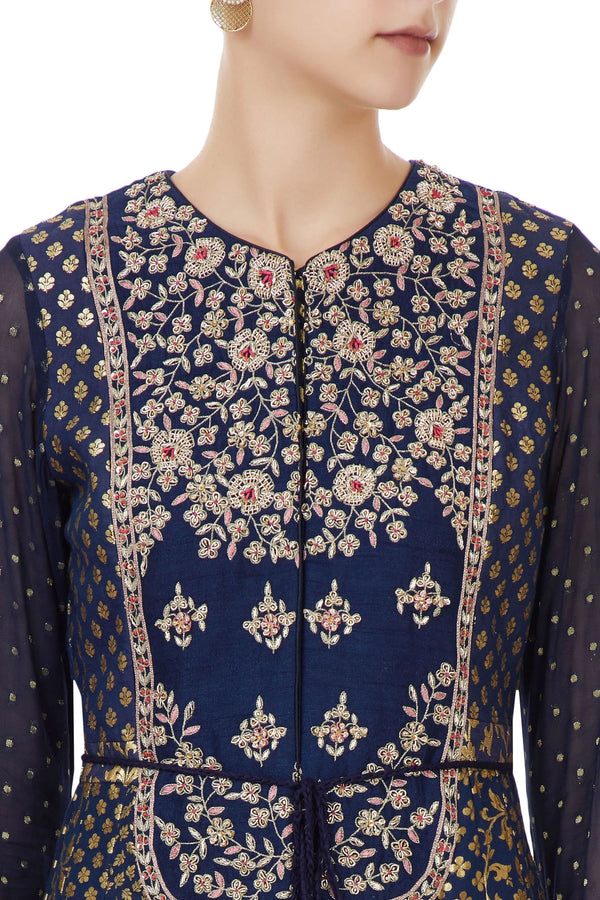 Navy Blue Anarkali Set