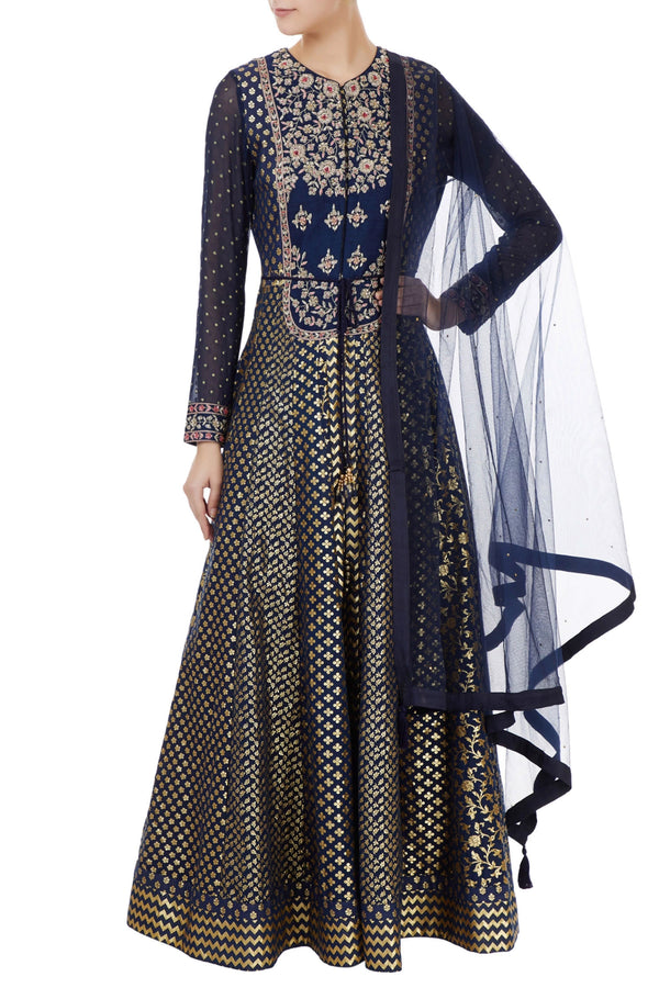 Navy Blue Anarkali Set