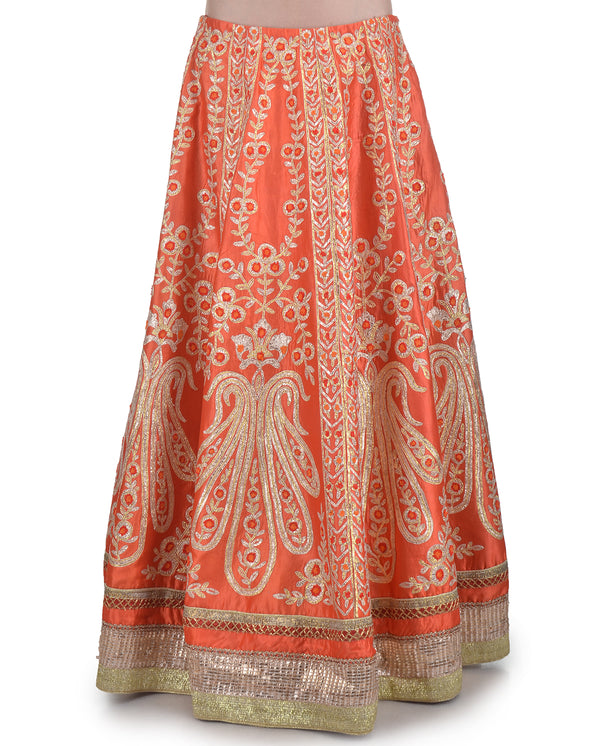 ORANGE GOTA EMBROIDERED LEHENGA SET