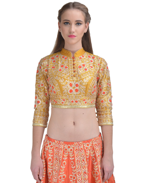 ORANGE GOTA EMBROIDERED LEHENGA SET