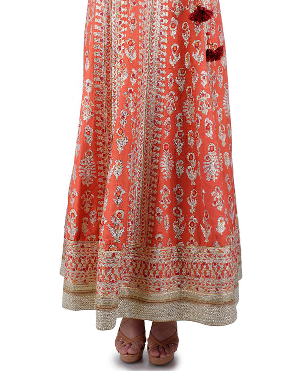 ORANGE GOTA EMBROIDERED KURTA SET