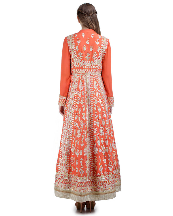 ORANGE GOTA EMBROIDERED KURTA SET