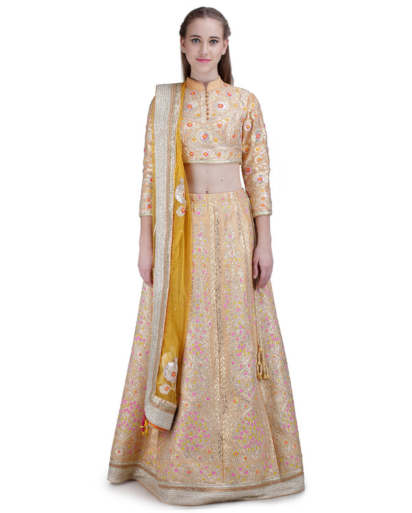 PEACH GOTA EMBROIDERED WITH LEHENGA SET