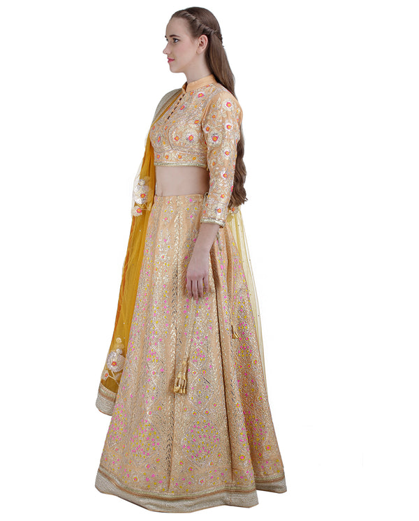 PEACH GOTA EMBROIDERED WITH LEHENGA SET