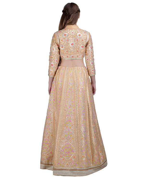 PEACH GOTA EMBROIDERED WITH LEHENGA SET