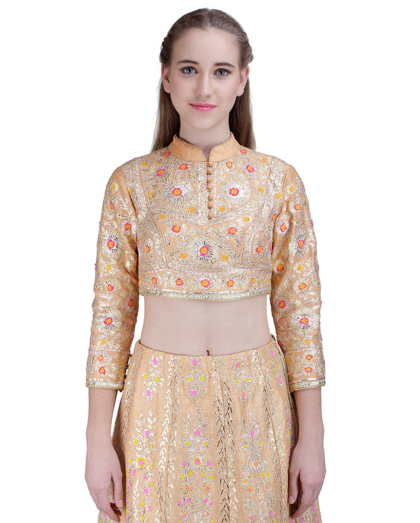 PEACH GOTA EMBROIDERED WITH LEHENGA SET