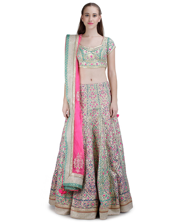 Turquoise  Lehenga set.