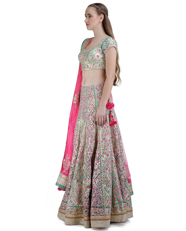 Turquoise  Lehenga set.