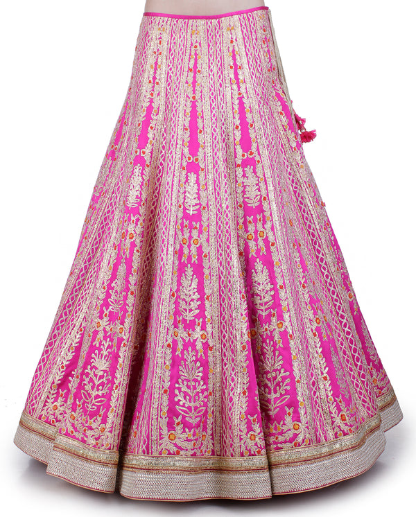 Pink lehenga set.