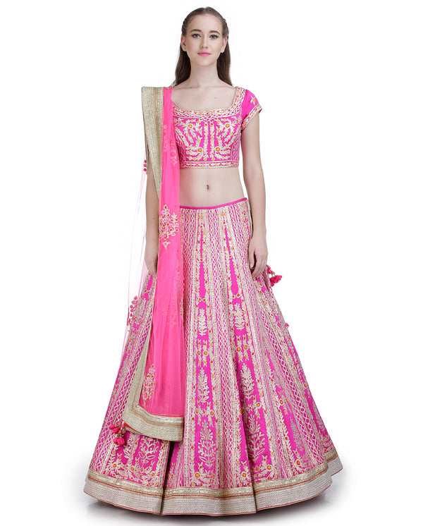 Pink lehenga set.