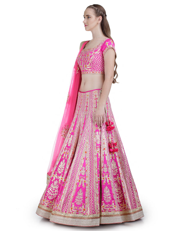 Pink lehenga set.