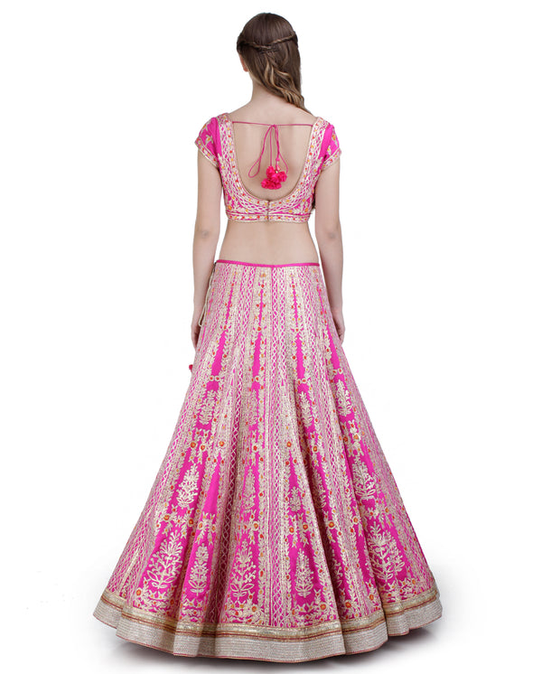 Pink lehenga set.